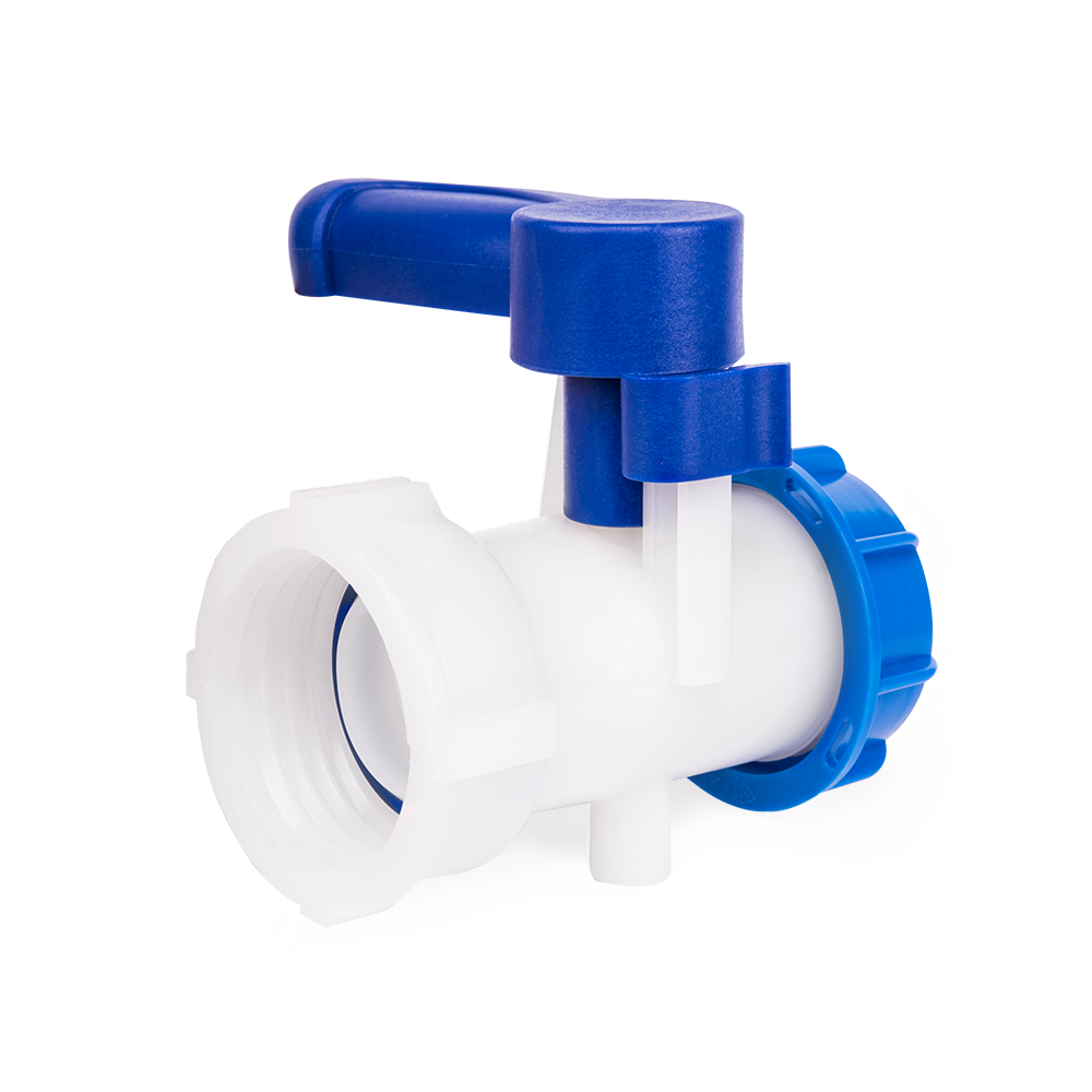 IBC adapter met vlinderklep en S60x6 schroefdraad
