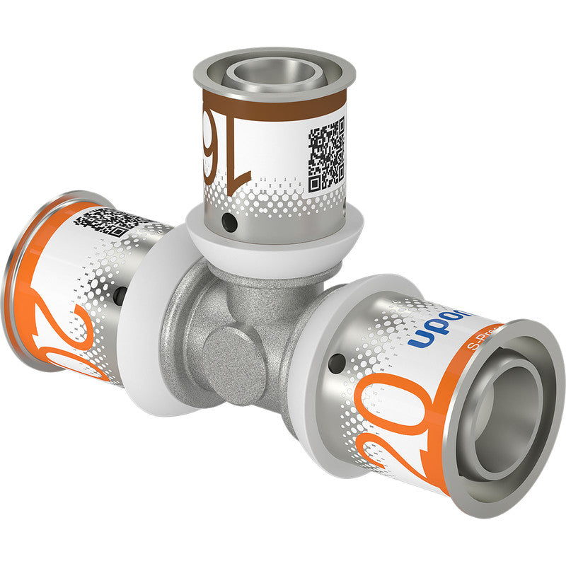 Robustes T-Stück von Uponor mit Presshülsen