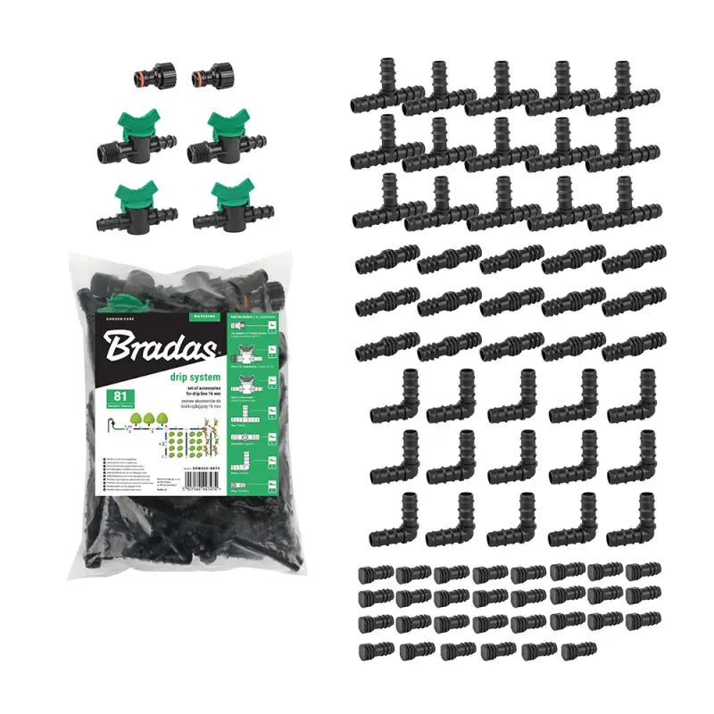 Bradas Set mit Zubehör für Tropfschlauch 16 mm – 81-teilig Bradas