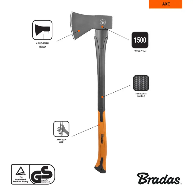 Bradas Axt – Glasfaserstiel – 1500g Bradas