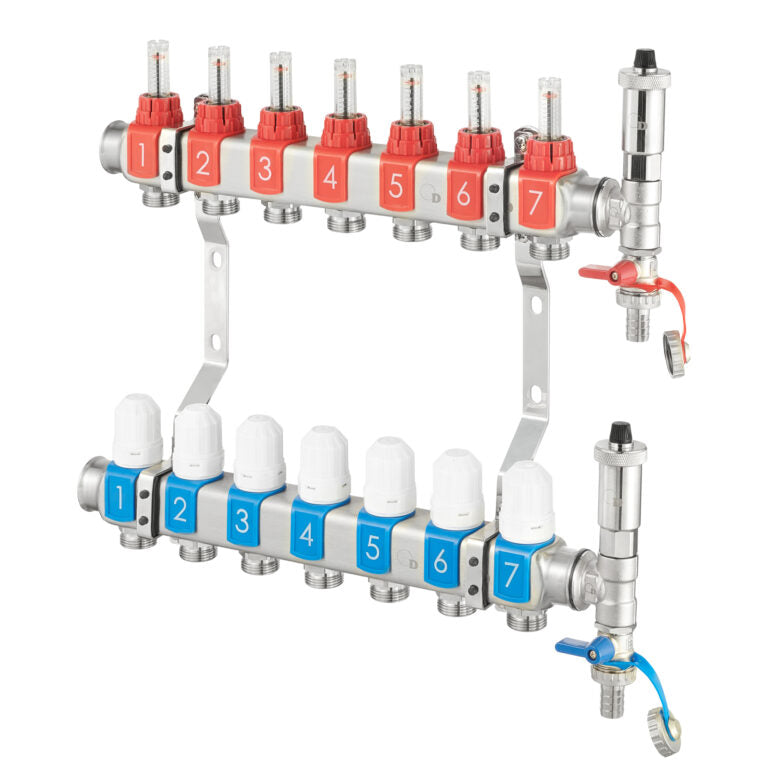 Diamond RVS vloerverwarming verdeler compleet 1 x 3/4 inch