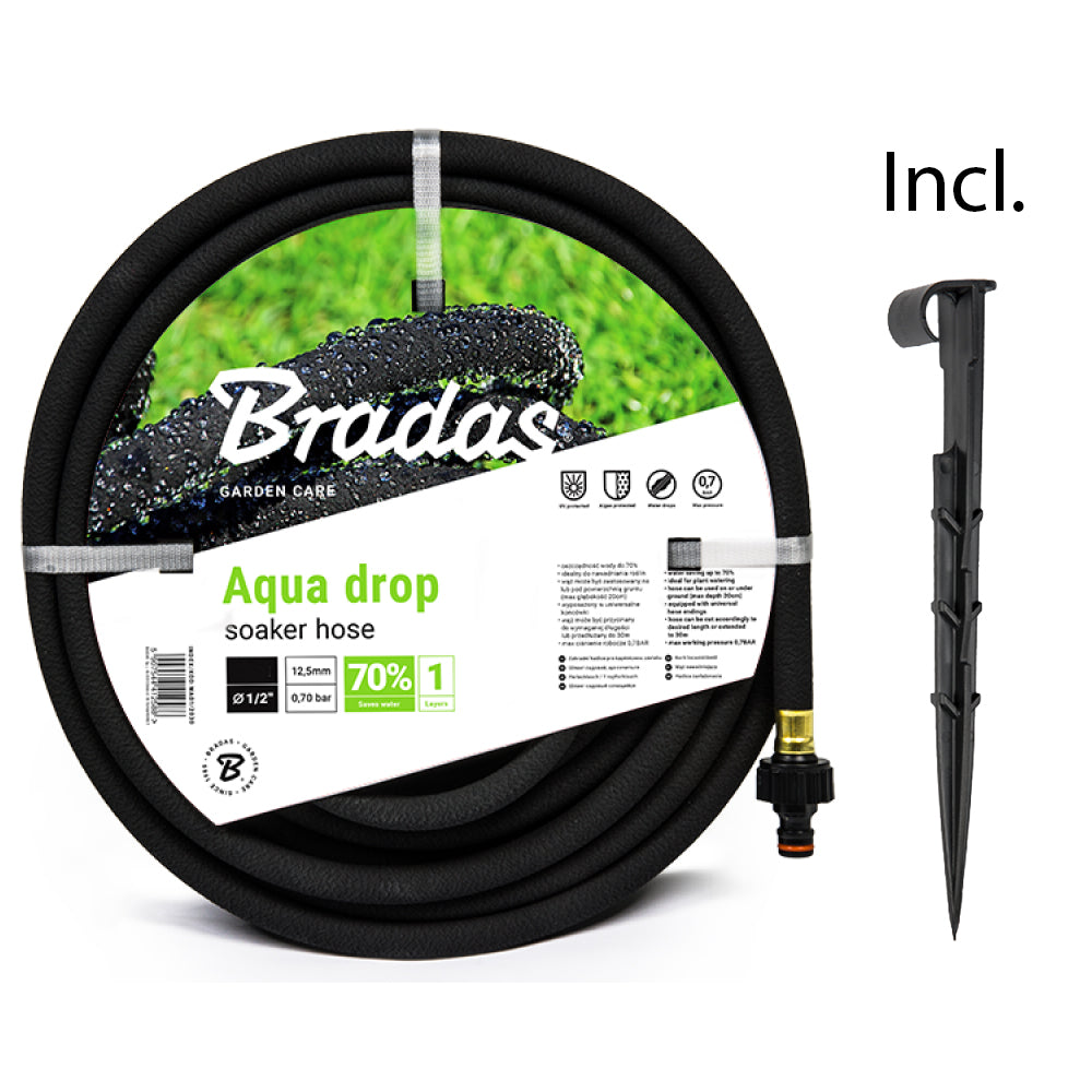 Bradas Bewässerungsschlauch - Perlschlauch 13 mm (1/2") inklusive Erdspieße