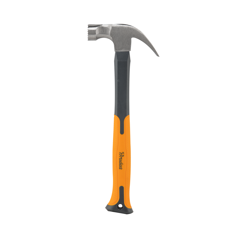 Bradas Klauenhammer 450g mit Fiberglasstiel und magnetischem Nagelhalter.