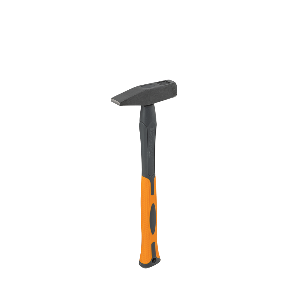 Detailansicht des Bradas Maschinistenhammers 100g mit TPR-Beschichtung am Griff.