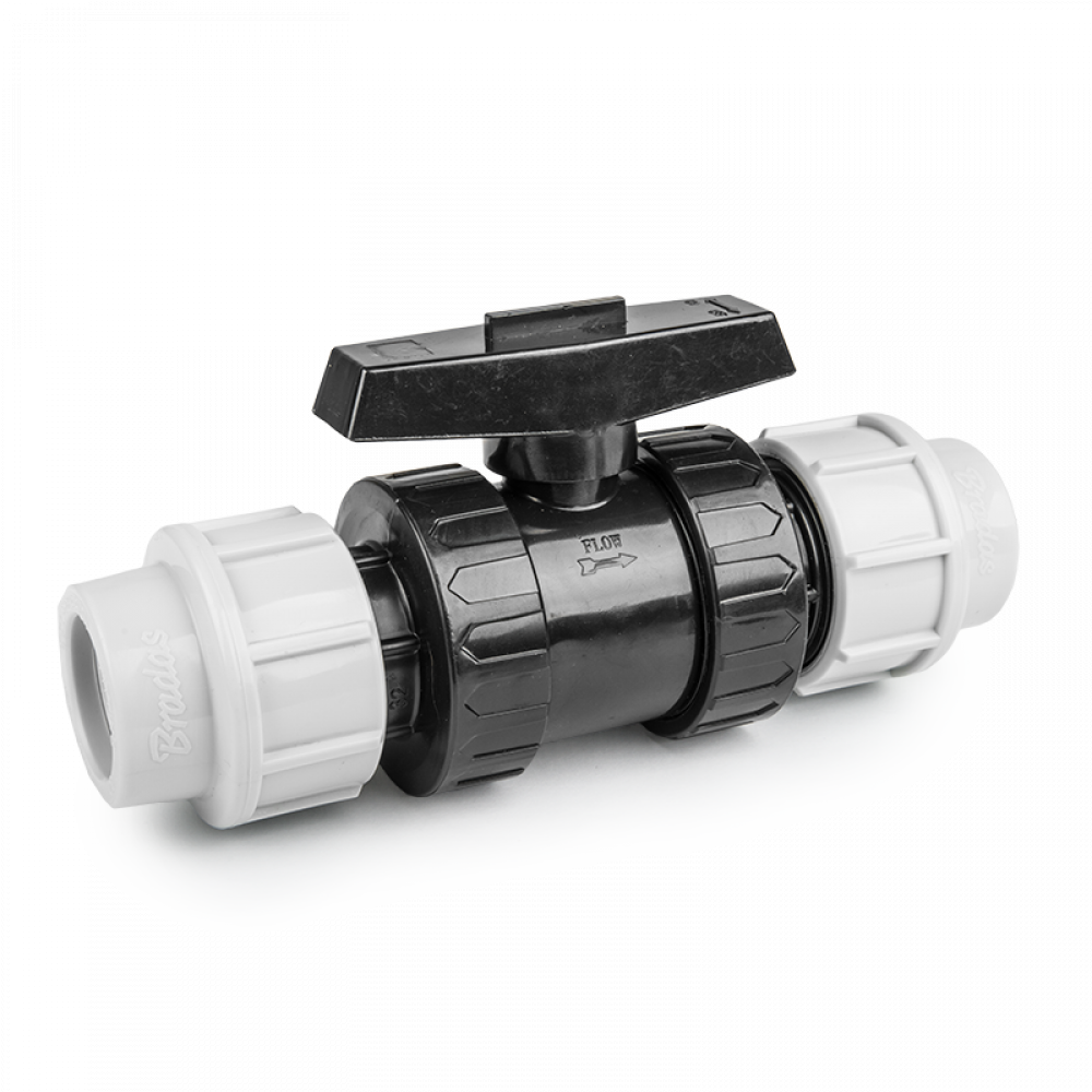 Bradas PE-Schlauch-Kupplung Ventil 25 mm x 25 mm – PN16 Absperrhahn für Wasserinstallationen und Bewässerung