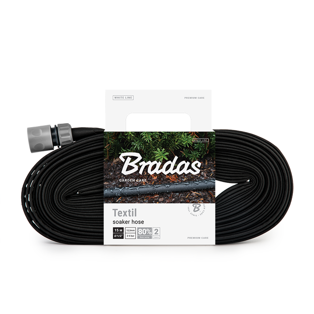 Bradas Textil-Tropfschlauch 15 Meter – wassersparender Gartenschlauch für die Pflanzenbewässerung oberirdisch oder unterirdisch