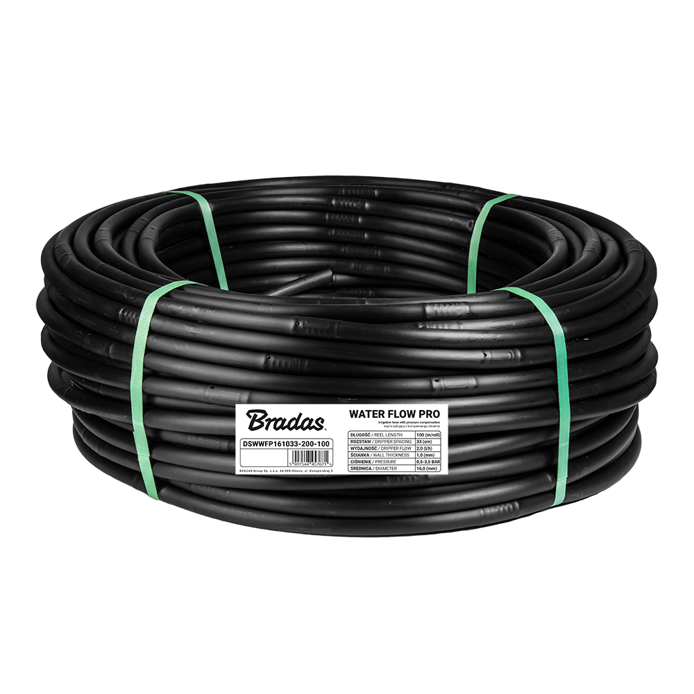 Bradas WATER FLOW PRO Tropfschlauch auf Rolle, 100 Meter, 16 mm Durchmesser