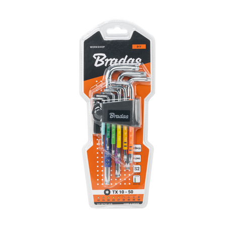 9-delige Bradas lange Torx sleutelset van S2-staal
