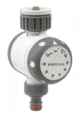 Bradas WHITE LINE Mechanischer Bewässerungstimer mit Soft-Drehknopf und Anschluss für Wasserhähne.