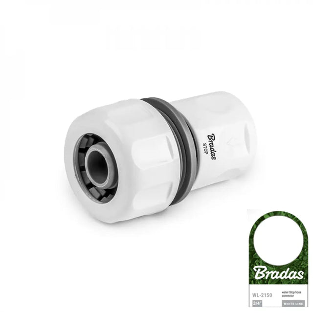 Bradas WHITE LINE Kupplung 19 mm (3/4") mit Stopfunktion für Gartenschläuche.