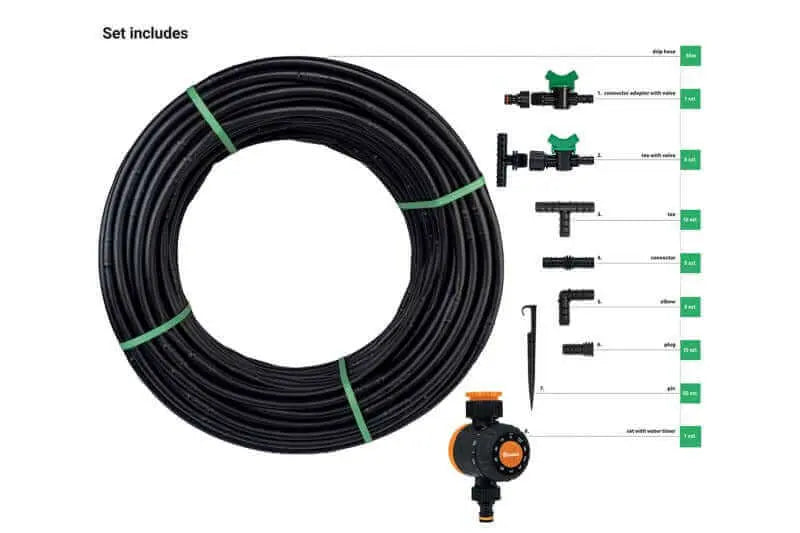 Bradas Tropfschlauch-Set 50 Meter mit Timer und Zubehör