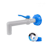 Bradas Set mit weißem PP 90° Kugelhahn und IBC S60x6 Adapter für 25 mm PE-Schlauch.