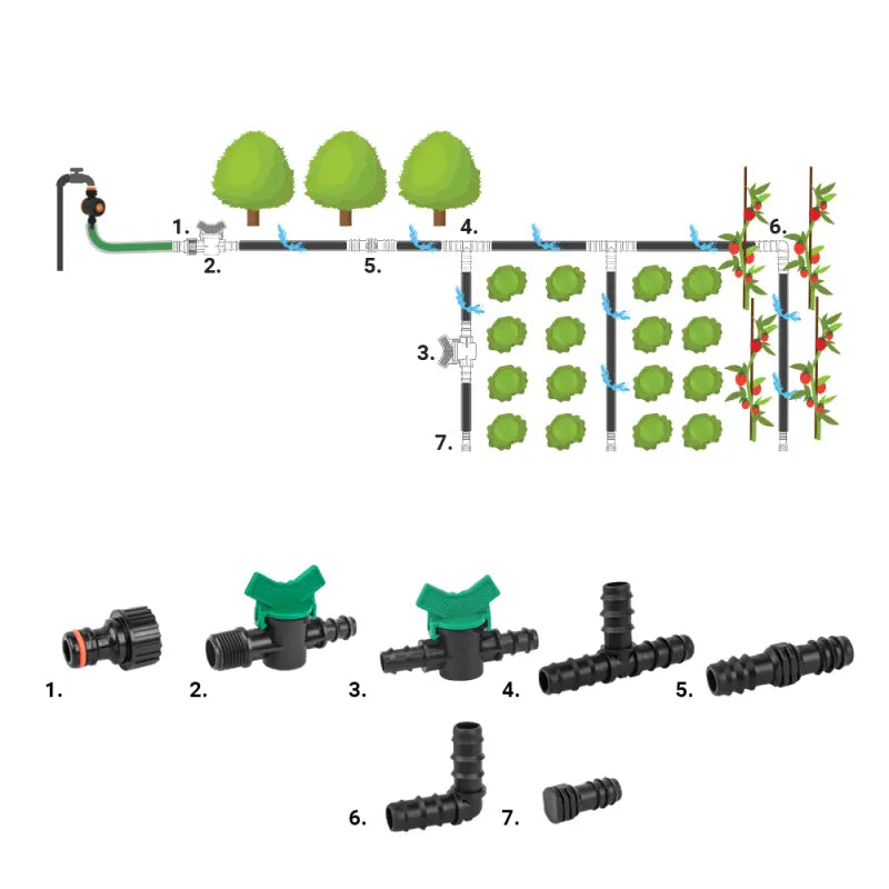 Bradas Set mit Zubehör für Tropfschlauch 16 mm – 81-teilig Bradas