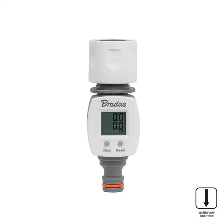 Bradas WHITE LINE Wasserzähler mit LCD-Anzeige und Schnellkupplung für eine einfache Installation.