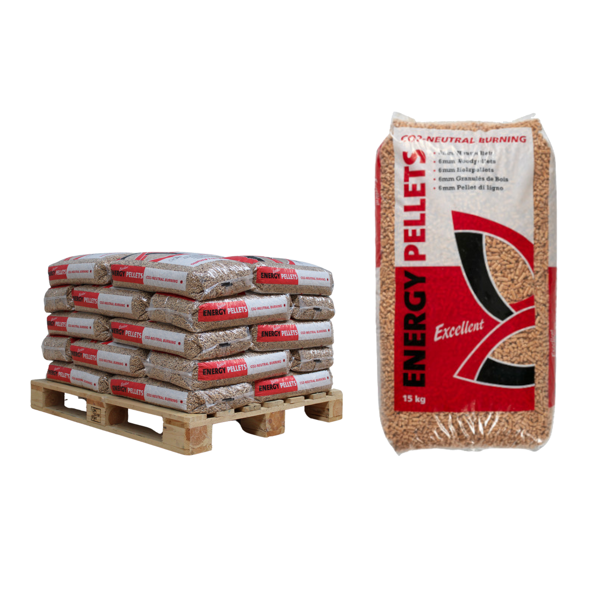 Halbe Palette Energy Pellets Excellent mit 33 Säcken