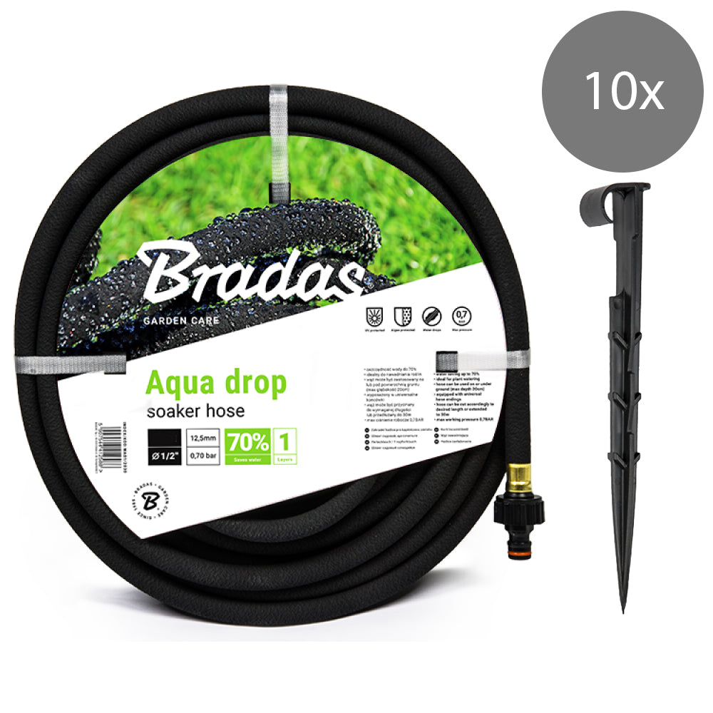 Bradas Bewässerungsschlauch - Perlschlauch 13 mm (1/2") inklusive Erdspieße 