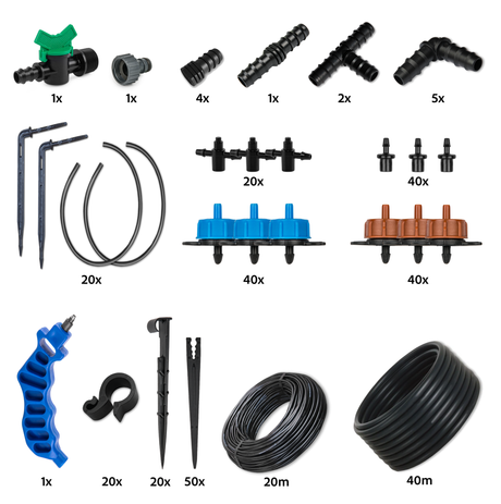 Grote complete Micro Irrigatie set van Bradas voor 20 tot 40 planten