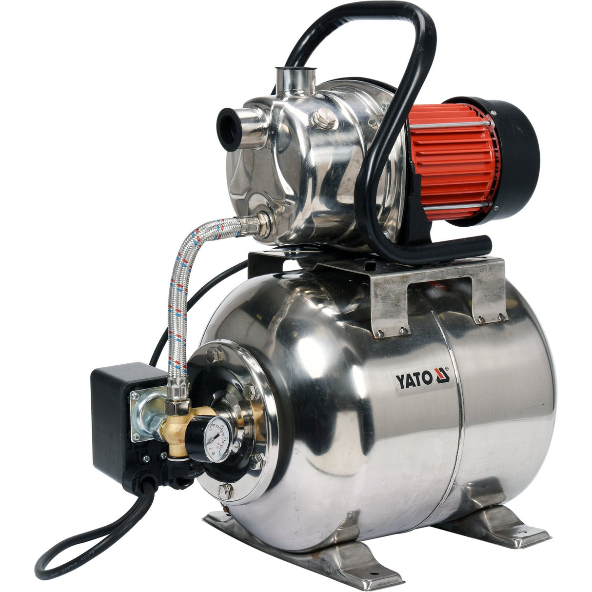 Yato Wasser-Druckpumpe 1200W mit Edelstahlgehäuse und Druckkessel